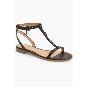 Coach Henriette T-Strap Sandal With Floral Rivets Black Size 7